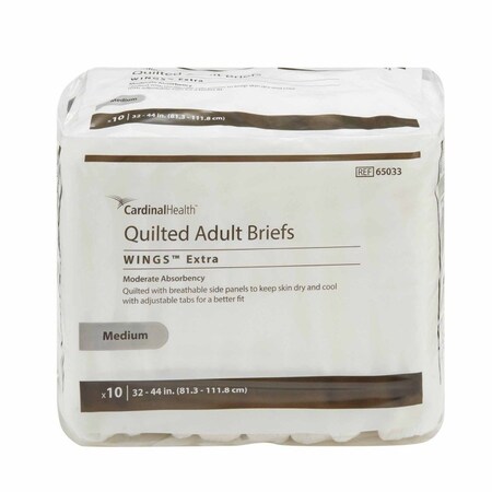 Wings Extra Quilted Unisex Adult Incontinence Brief Simplicity Medium Disposable Moderate Absorbency, 100PK 65033